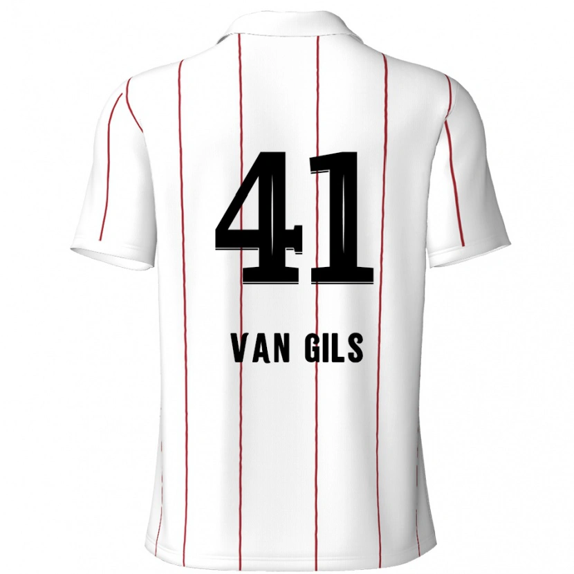 Danxen Børn Mathis Van Gils #41 Hvid Sort Udebane Spillertrøjer 2024/25 Trøje T-Shirt