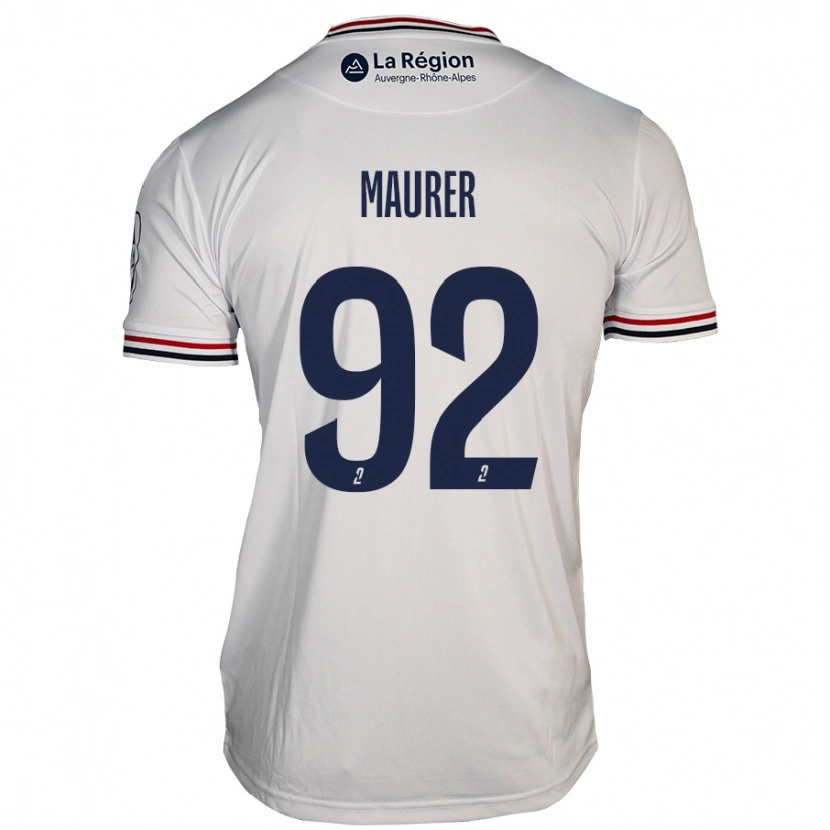 Danxen Børn Aïman Maurer #92 Hvid Udebane Spillertrøjer 2024/25 Trøje T-Shirt