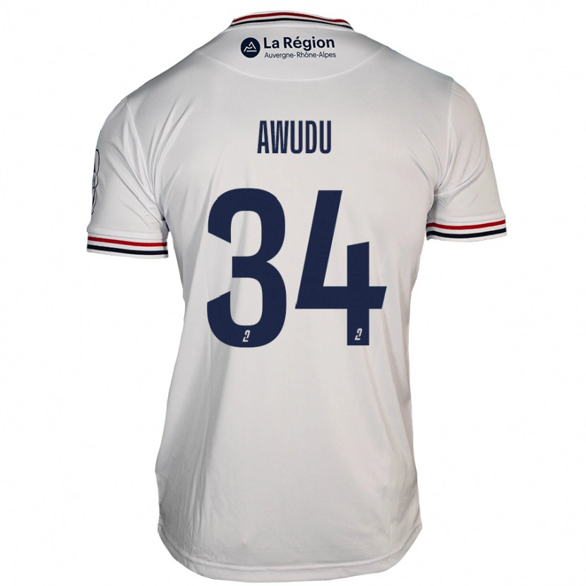 Danxen Børn Sumaila Awudu #34 Hvid Udebane Spillertrøjer 2024/25 Trøje T-Shirt