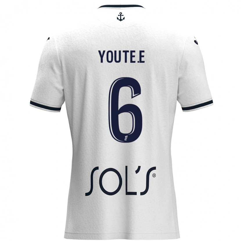 Danxen Børn Étienne Youté Kinkoué #6 Hvid Mørkeblå Udebane Spillertrøjer 2024/25 Trøje T-Shirt