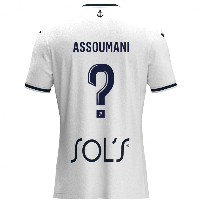 Danxen Børn Alramid Assoumani #0 Hvid Mørkeblå Udebane Spillertrøjer 2024/25 Trøje T-Shirt