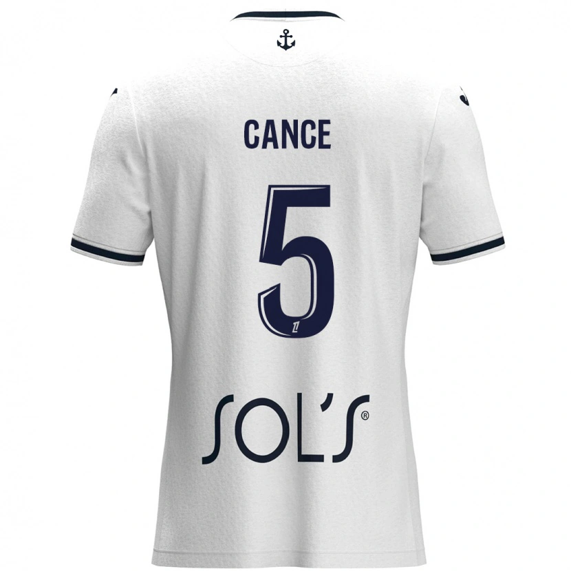 Danxen Børn Laurie Cance #5 Hvid Mørkeblå Udebane Spillertrøjer 2024/25 Trøje T-Shirt