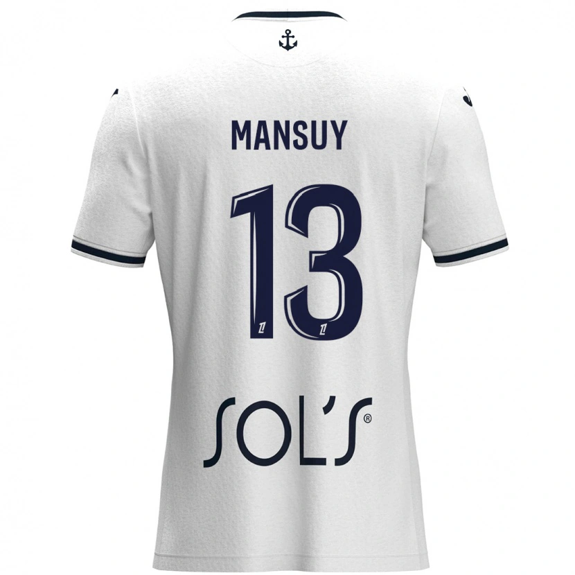 Danxen Børn Héloïse Mansuy #13 Hvid Mørkeblå Udebane Spillertrøjer 2024/25 Trøje T-Shirt