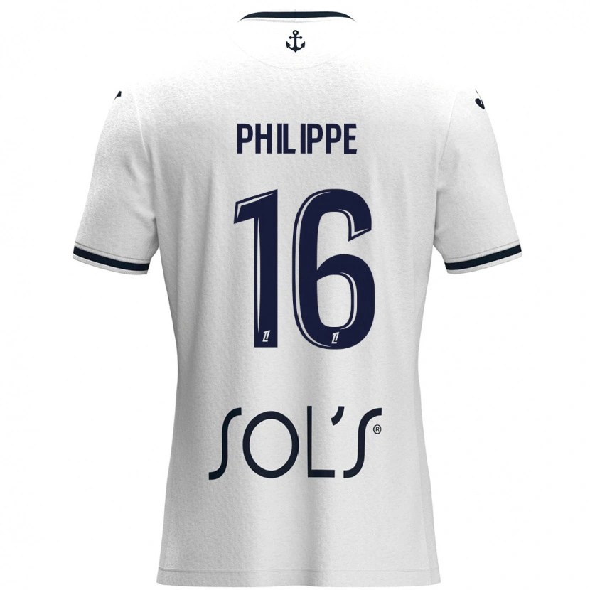 Danxen Børn Laëtitia Philippe #16 Hvid Mørkeblå Udebane Spillertrøjer 2024/25 Trøje T-Shirt