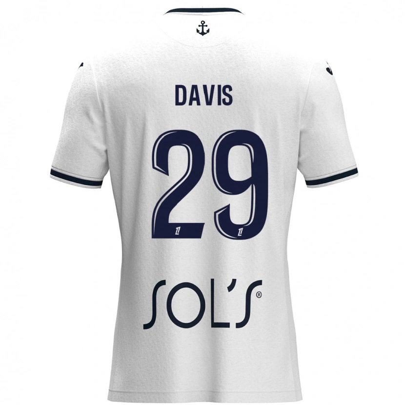Danxen Børn Deja Davis #29 Hvid Mørkeblå Udebane Spillertrøjer 2024/25 Trøje T-Shirt