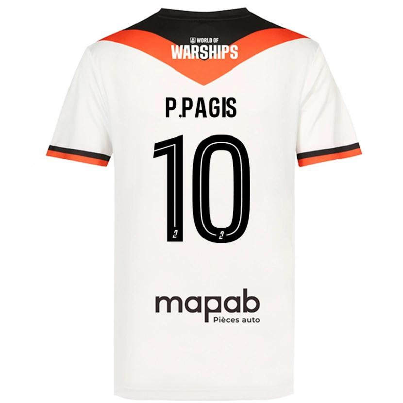 Danxen Børn Pablo Pagis #10 Hvid Udebane Spillertrøjer 2024/25 Trøje T-Shirt