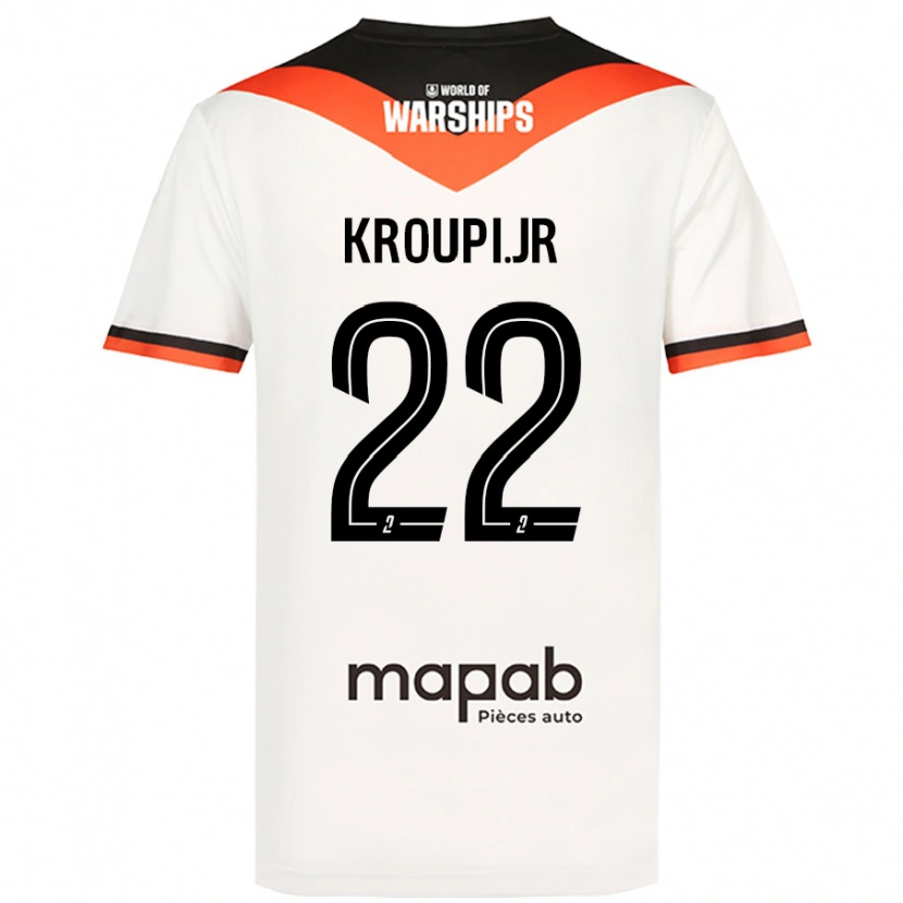 Danxen Børn Eli Junior Kroupi #22 Hvid Udebane Spillertrøjer 2024/25 Trøje T-Shirt