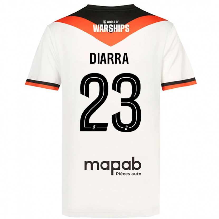 Danxen Børn Stéphane Diarra #23 Hvid Udebane Spillertrøjer 2024/25 Trøje T-Shirt