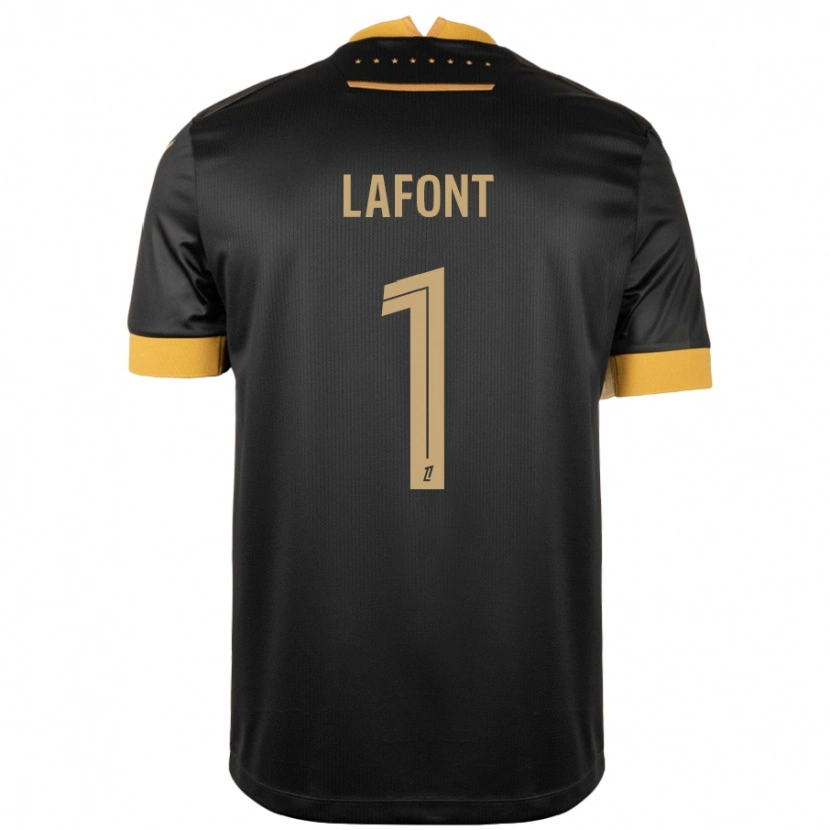 Danxen Børn Alban Lafont #1 Sort Brun Udebane Spillertrøjer 2024/25 Trøje T-Shirt