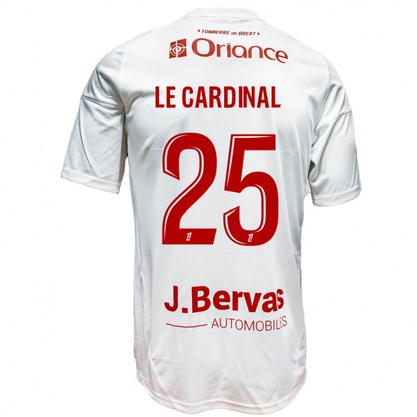 Danxen Børn Julien Le Cardinal #25 Hvid Rød Udebane Spillertrøjer 2024/25 Trøje T-Shirt