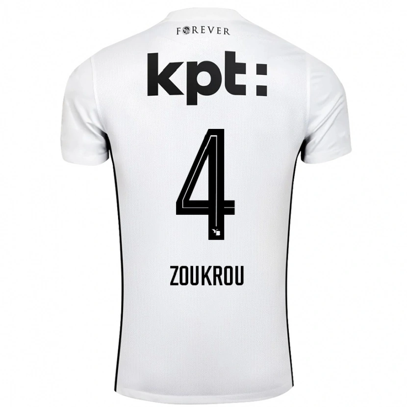 Danxen Børn Tanguy Zoukrou #4 Hvid Sort Udebane Spillertrøjer 2024/25 Trøje T-Shirt