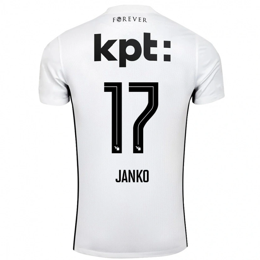 Danxen Børn Saidy Janko #17 Hvid Sort Udebane Spillertrøjer 2024/25 Trøje T-Shirt
