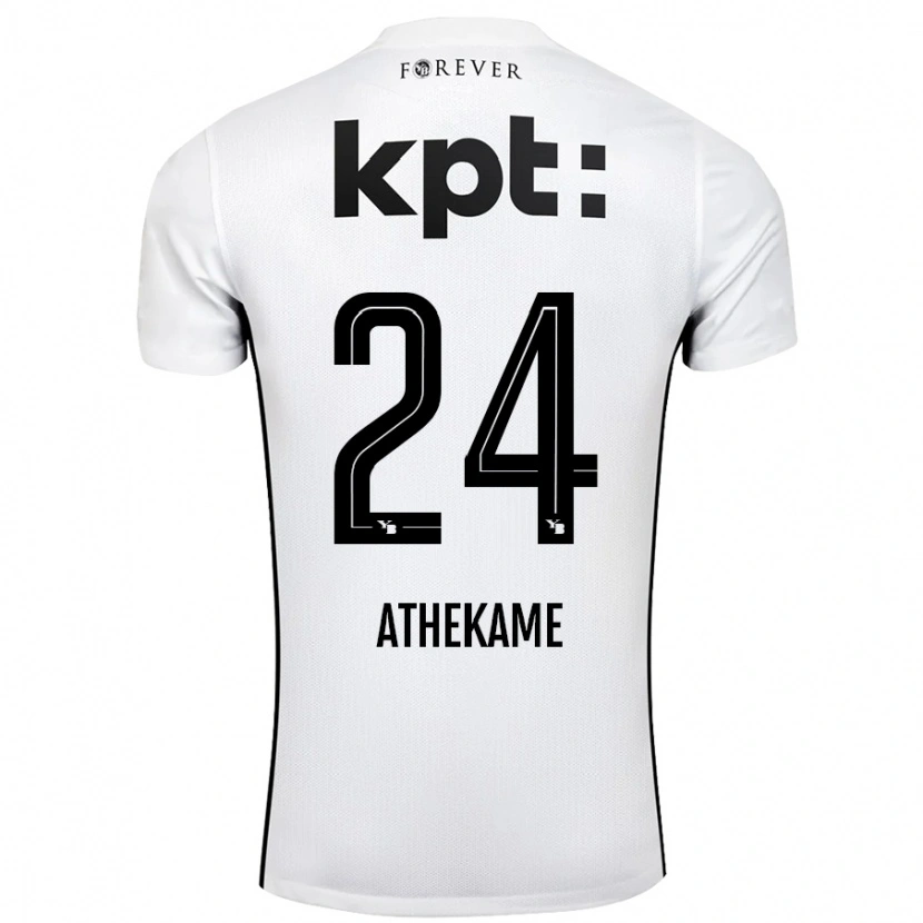 Danxen Børn Zachary Athekame #24 Hvid Sort Udebane Spillertrøjer 2024/25 Trøje T-Shirt