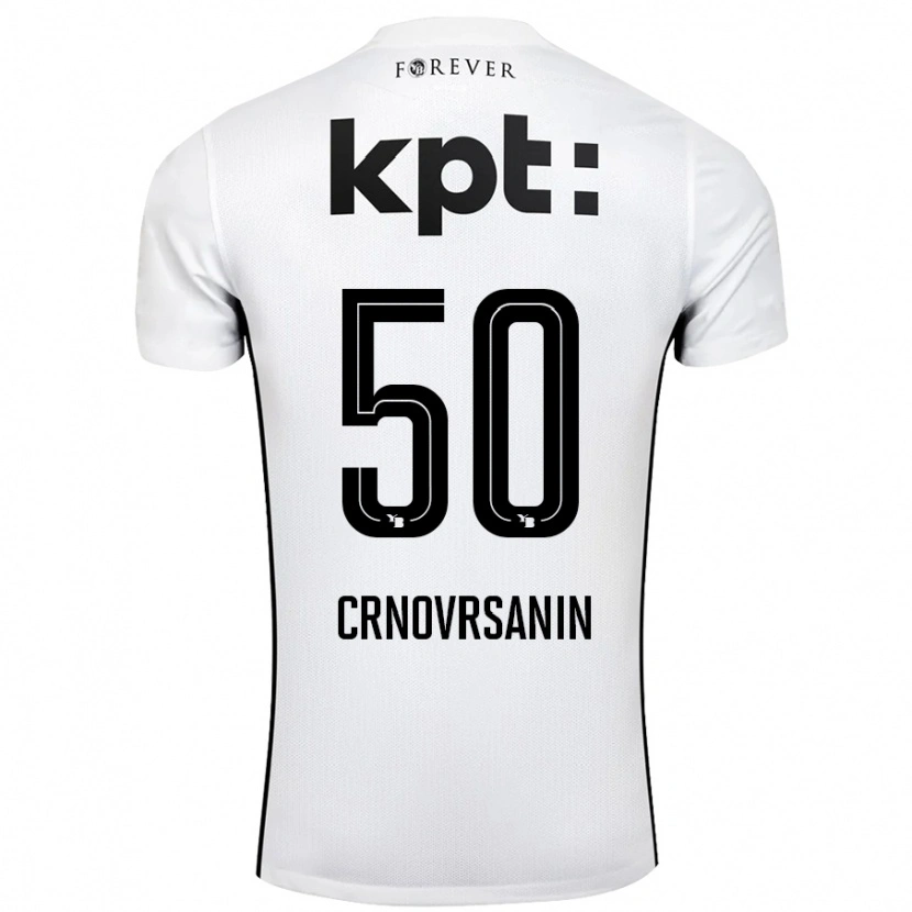 Danxen Børn Sadin Crnovrsanin #50 Hvid Sort Udebane Spillertrøjer 2024/25 Trøje T-Shirt