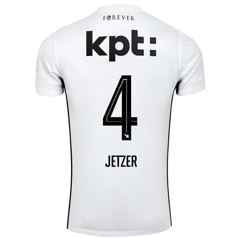 Danxen Børn Lorin Jetzer #4 Hvid Sort Udebane Spillertrøjer 2024/25 Trøje T-Shirt