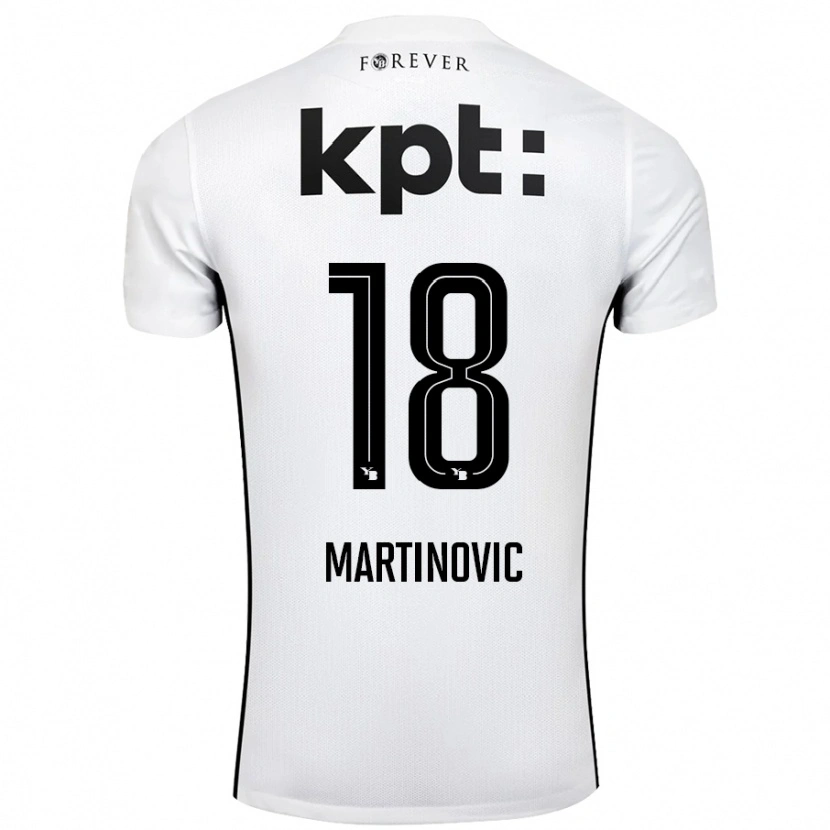 Danxen Børn Denis Martinovic #18 Hvid Sort Udebane Spillertrøjer 2024/25 Trøje T-Shirt