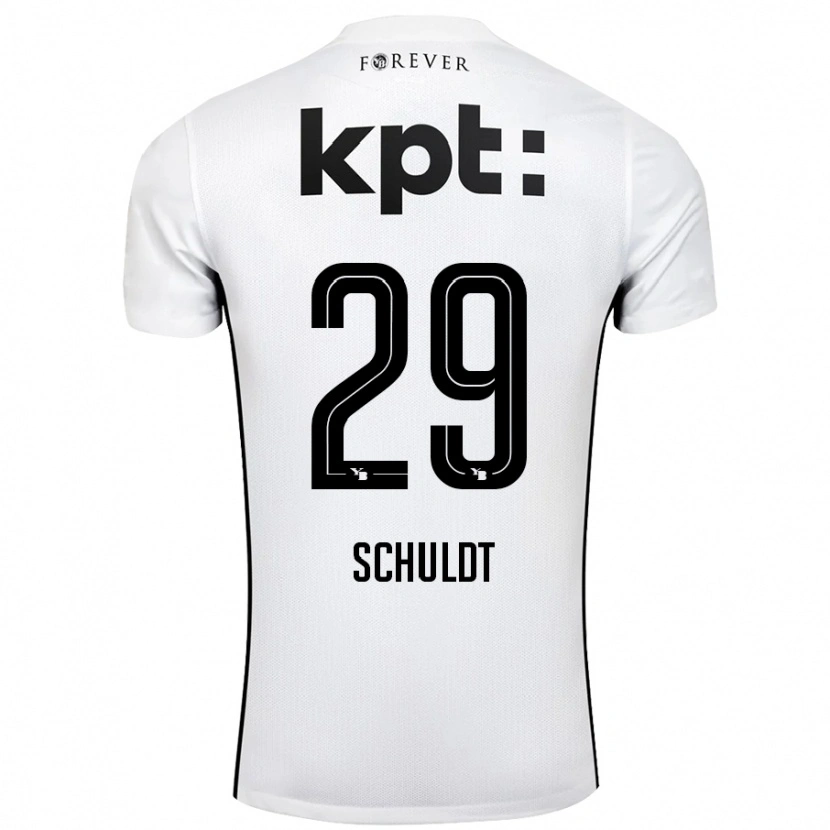 Danxen Børn Inga Schuldt #29 Hvid Sort Udebane Spillertrøjer 2024/25 Trøje T-Shirt