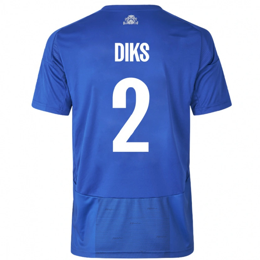 Danxen Børn Kevin Diks #2 Hvid Blå Udebane Spillertrøjer 2024/25 Trøje T-Shirt