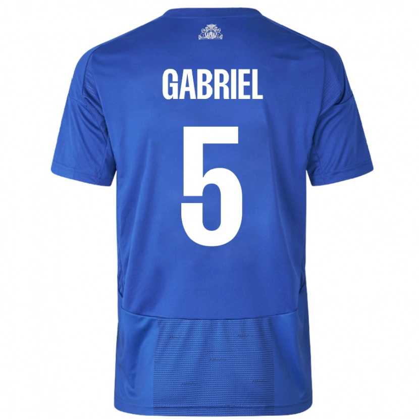 Danxen Børn Gabriel Pereira #5 Hvid Blå Udebane Spillertrøjer 2024/25 Trøje T-Shirt