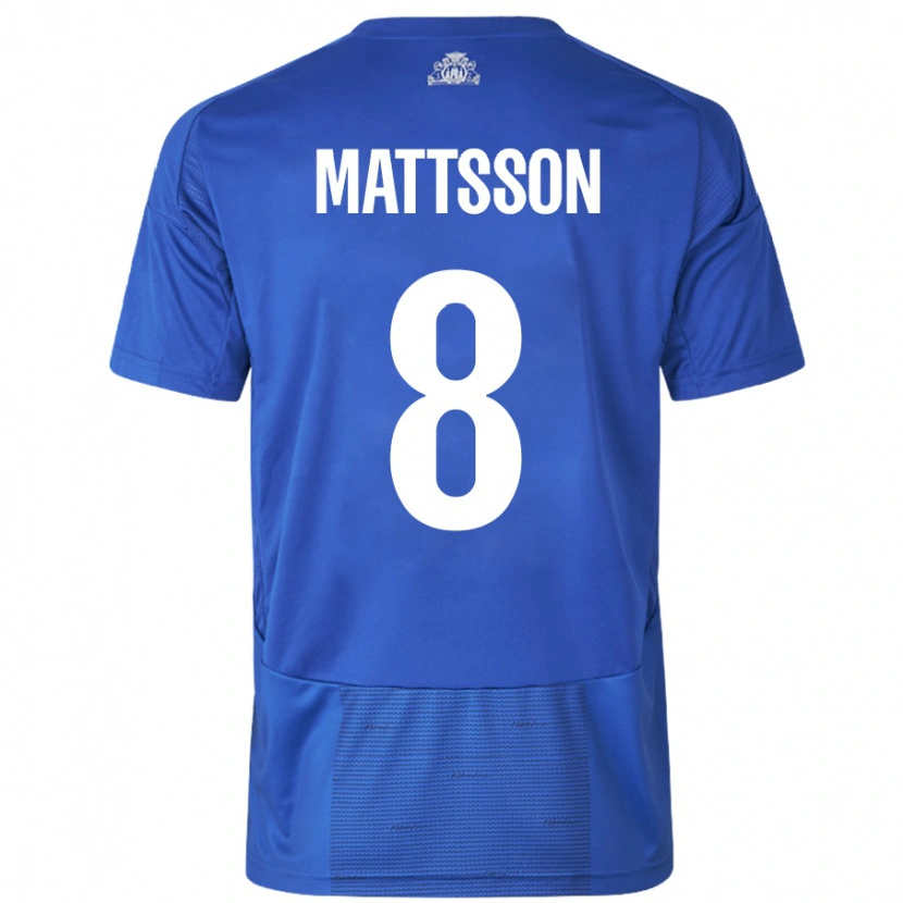 Danxen Børn Magnus Mattsson #8 Hvid Blå Udebane Spillertrøjer 2024/25 Trøje T-Shirt
