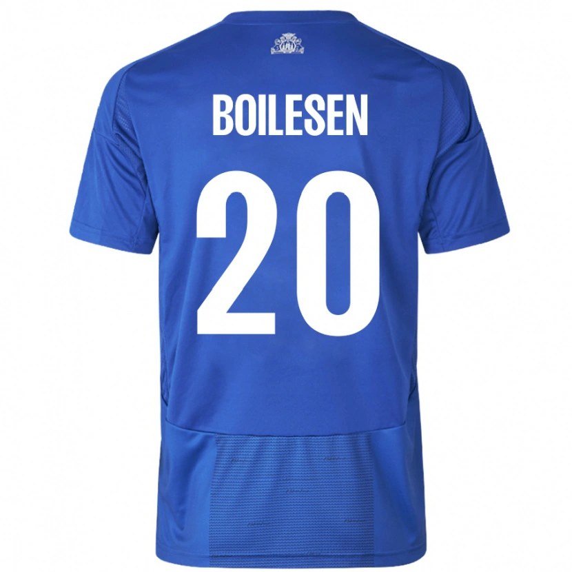 Danxen Børn Nicolai Boilesen #20 Hvid Blå Udebane Spillertrøjer 2024/25 Trøje T-Shirt