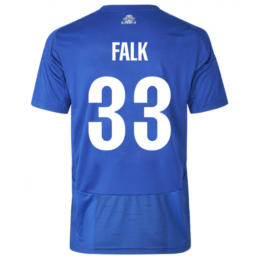 Danxen Børn Rasmus Falk #33 Hvid Blå Udebane Spillertrøjer 2024/25 Trøje T-Shirt