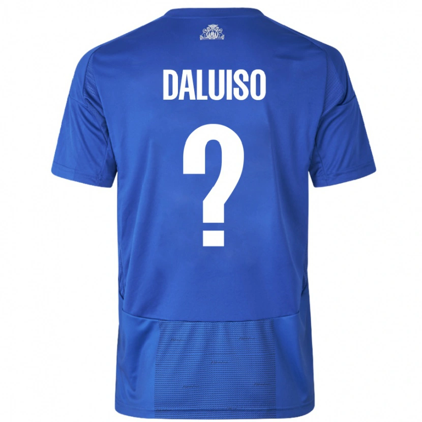 Danxen Børn Christoffer Daluiso #0 Hvid Blå Udebane Spillertrøjer 2024/25 Trøje T-Shirt