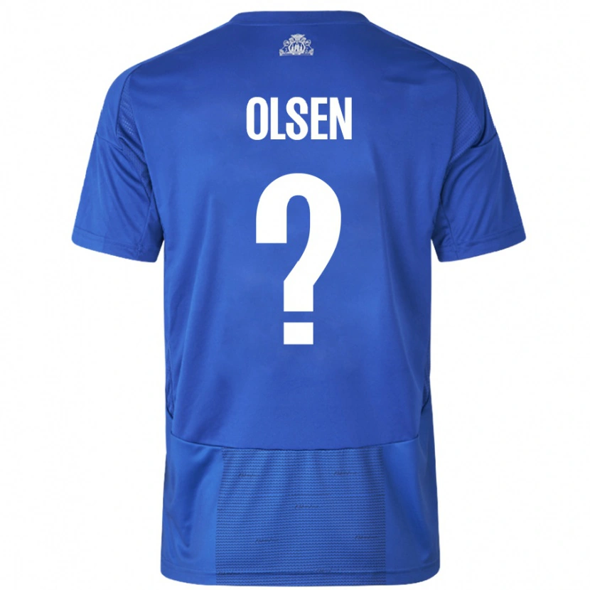 Danxen Børn Gunnar Olsen #0 Hvid Blå Udebane Spillertrøjer 2024/25 Trøje T-Shirt