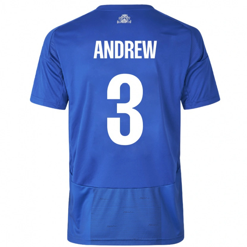 Danxen Børn Tristan Andrew #3 Hvid Blå Udebane Spillertrøjer 2024/25 Trøje T-Shirt