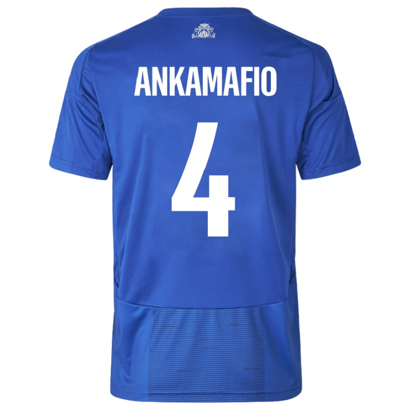 Danxen Børn Graham Ankamafio #4 Hvid Blå Udebane Spillertrøjer 2024/25 Trøje T-Shirt