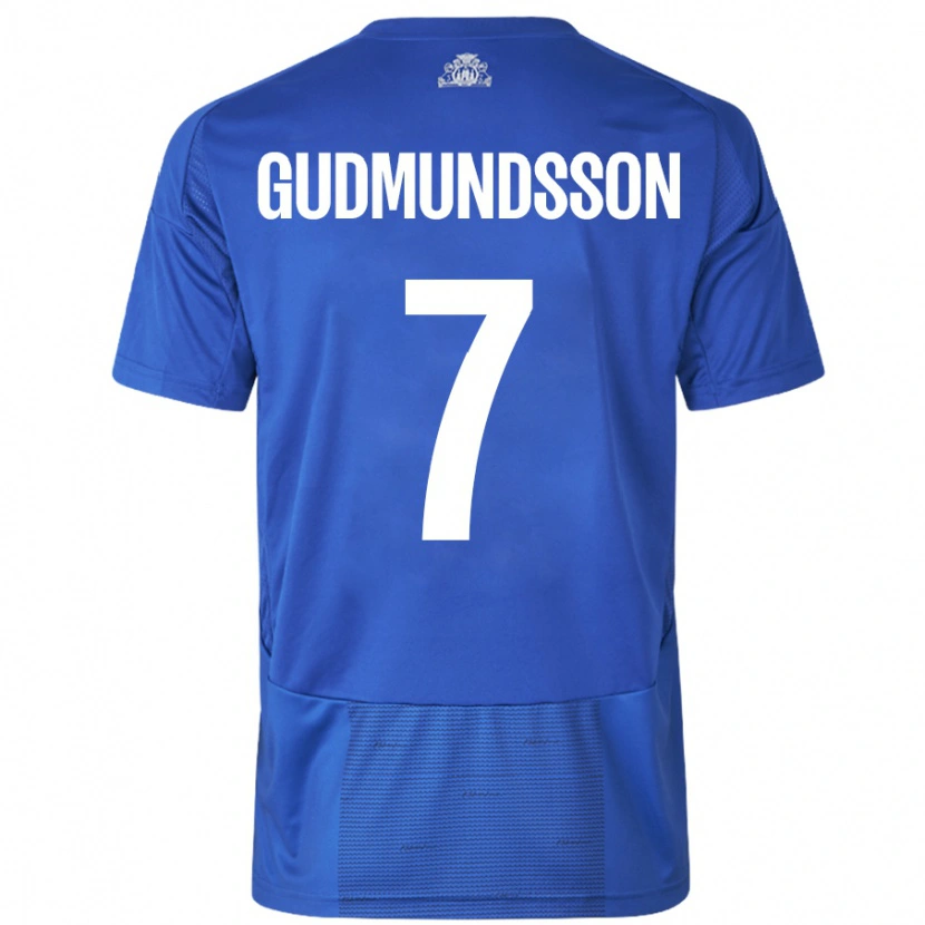 Danxen Børn Galdur Gudmundsson #7 Hvid Blå Udebane Spillertrøjer 2024/25 Trøje T-Shirt