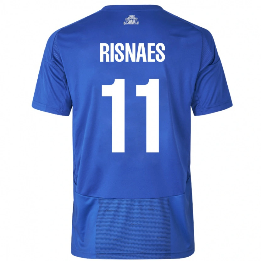Danxen Børn Roberto Risnaes #11 Hvid Blå Udebane Spillertrøjer 2024/25 Trøje T-Shirt