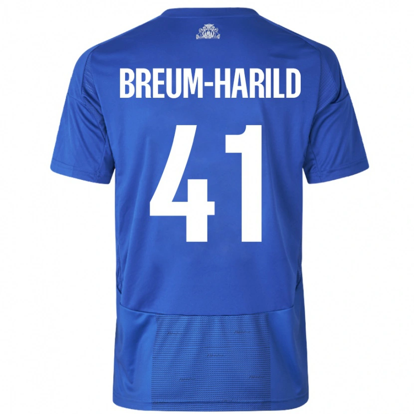 Danxen Børn Tobias Breum-Harild #41 Hvid Blå Udebane Spillertrøjer 2024/25 Trøje T-Shirt