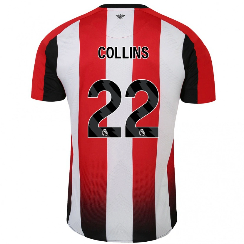 Danxen Mænd Nathan Collins #22 Rød Hvid Hjemmebane Spillertrøjer 2024/25 Trøje T-Shirt