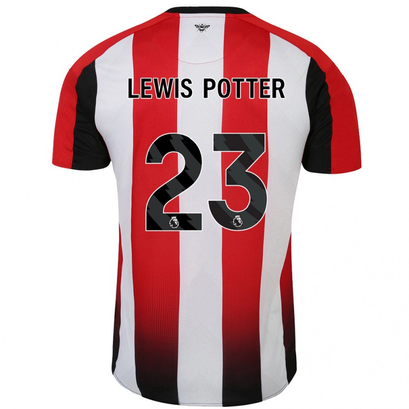 Danxen Mænd Keane Lewis-Potter #23 Rød Hvid Hjemmebane Spillertrøjer 2024/25 Trøje T-Shirt