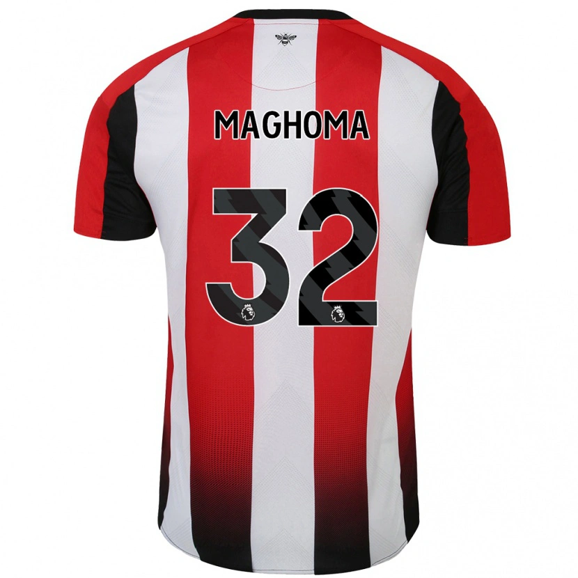Danxen Mænd Paris Maghoma #32 Rød Hvid Hjemmebane Spillertrøjer 2024/25 Trøje T-Shirt