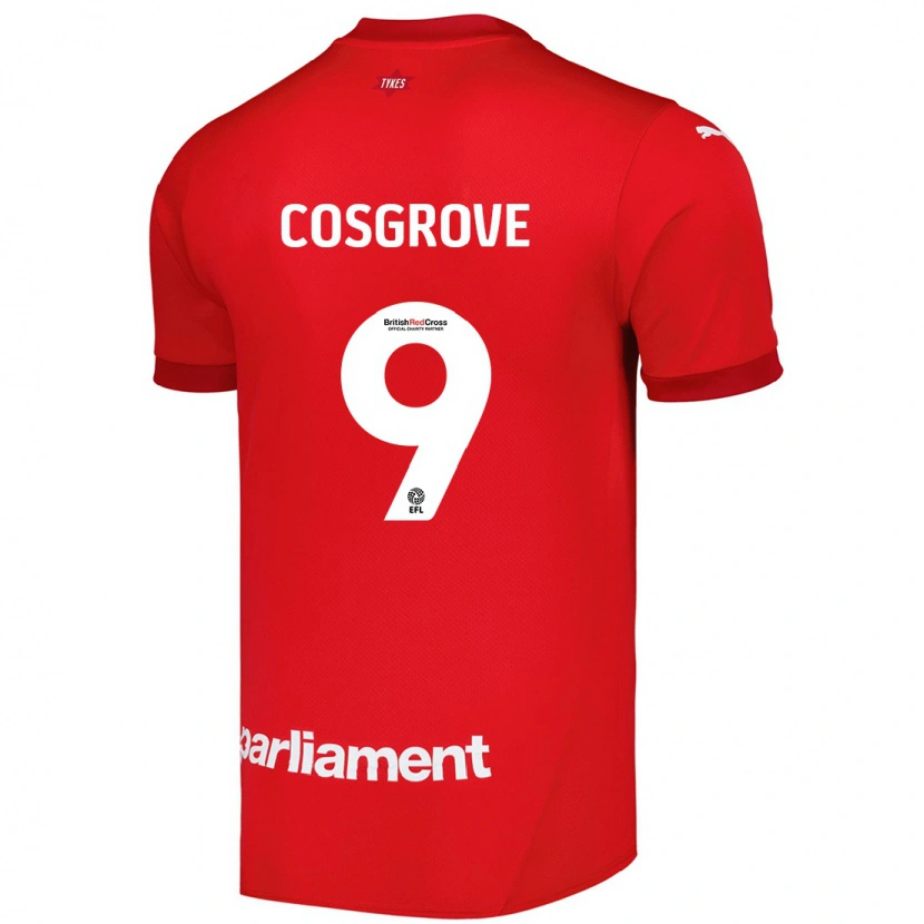 Danxen Mænd Sam Cosgrove #9 Rød Hjemmebane Spillertrøjer 2024/25 Trøje T-Shirt