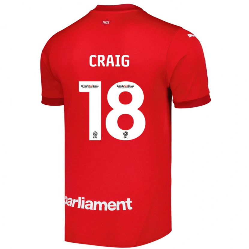 Danxen Mænd Matthew Craig #18 Rød Hjemmebane Spillertrøjer 2024/25 Trøje T-Shirt
