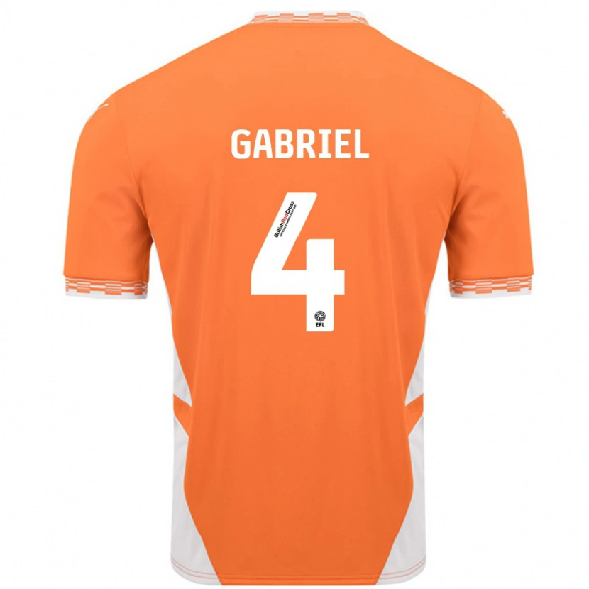 Danxen Mænd Jordan Lawrence-Gabriel #4 Orange Hvid Hjemmebane Spillertrøjer 2024/25 Trøje T-Shirt
