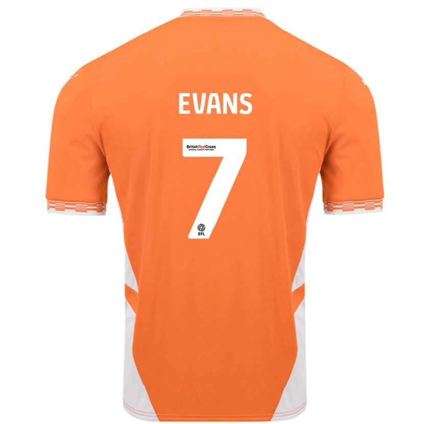 Danxen Mænd Lee Evans #7 Orange Hvid Hjemmebane Spillertrøjer 2024/25 Trøje T-Shirt