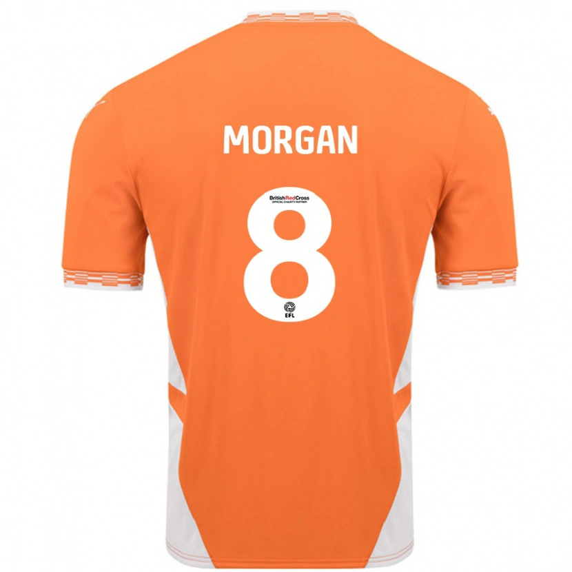 Danxen Mænd Albie Morgan #8 Orange Hvid Hjemmebane Spillertrøjer 2024/25 Trøje T-Shirt