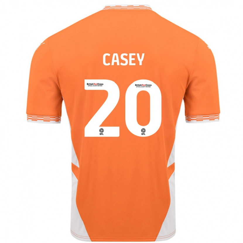 Danxen Mænd Oliver Casey #20 Orange Hvid Hjemmebane Spillertrøjer 2024/25 Trøje T-Shirt