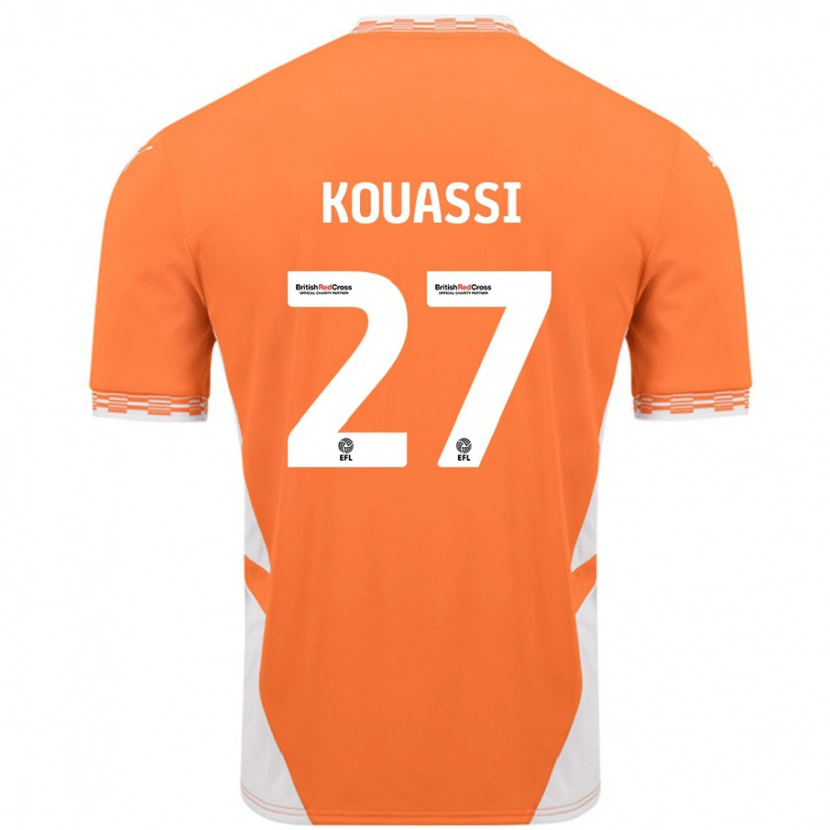 Danxen Mænd Kylian Kouassi #27 Orange Hvid Hjemmebane Spillertrøjer 2024/25 Trøje T-Shirt