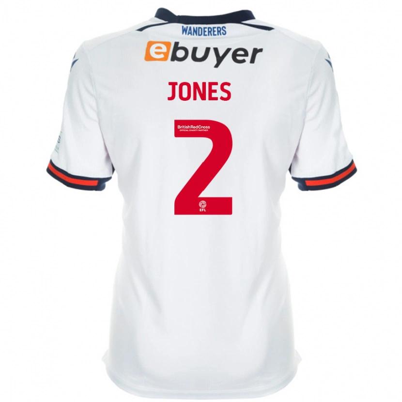 Danxen Mænd Gethin Jones #2 Hvid Hjemmebane Spillertrøjer 2024/25 Trøje T-Shirt