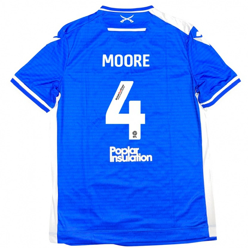 Danxen Mænd Taylor Moore #4 Blå Hvid Hjemmebane Spillertrøjer 2024/25 Trøje T-Shirt