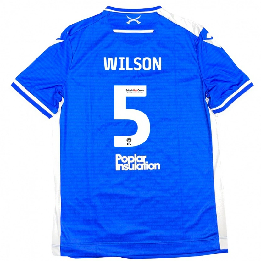 Danxen Mænd James Wilson #5 Blå Hvid Hjemmebane Spillertrøjer 2024/25 Trøje T-Shirt