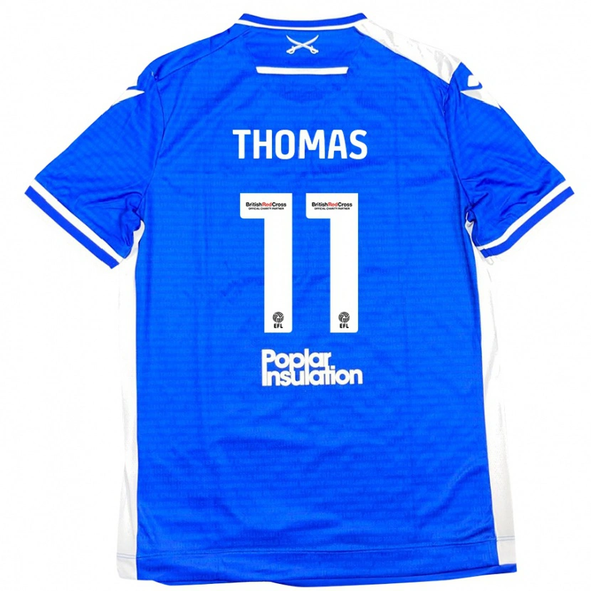 Danxen Mænd Luke Thomas #11 Blå Hvid Hjemmebane Spillertrøjer 2024/25 Trøje T-Shirt