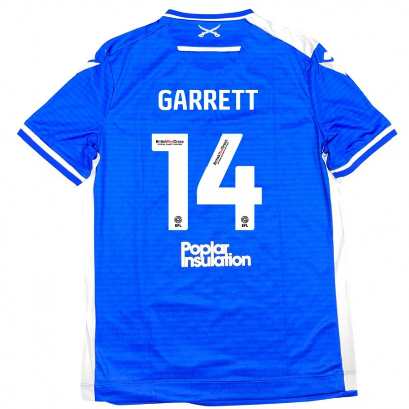 Danxen Mænd Jake Garrett #14 Blå Hvid Hjemmebane Spillertrøjer 2024/25 Trøje T-Shirt