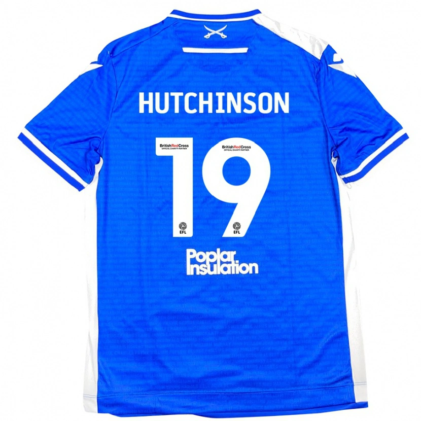 Danxen Mænd Isaac Hutchinson #19 Blå Hvid Hjemmebane Spillertrøjer 2024/25 Trøje T-Shirt