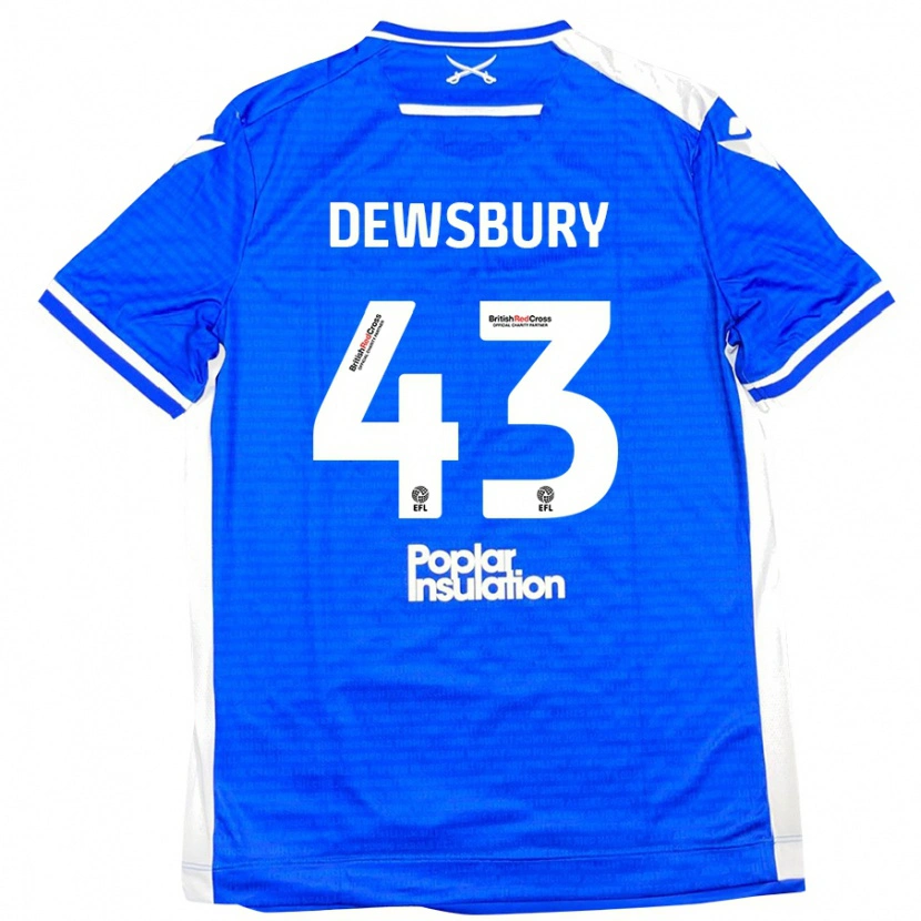 Danxen Mænd Ollie Dewsbury #43 Blå Hvid Hjemmebane Spillertrøjer 2024/25 Trøje T-Shirt
